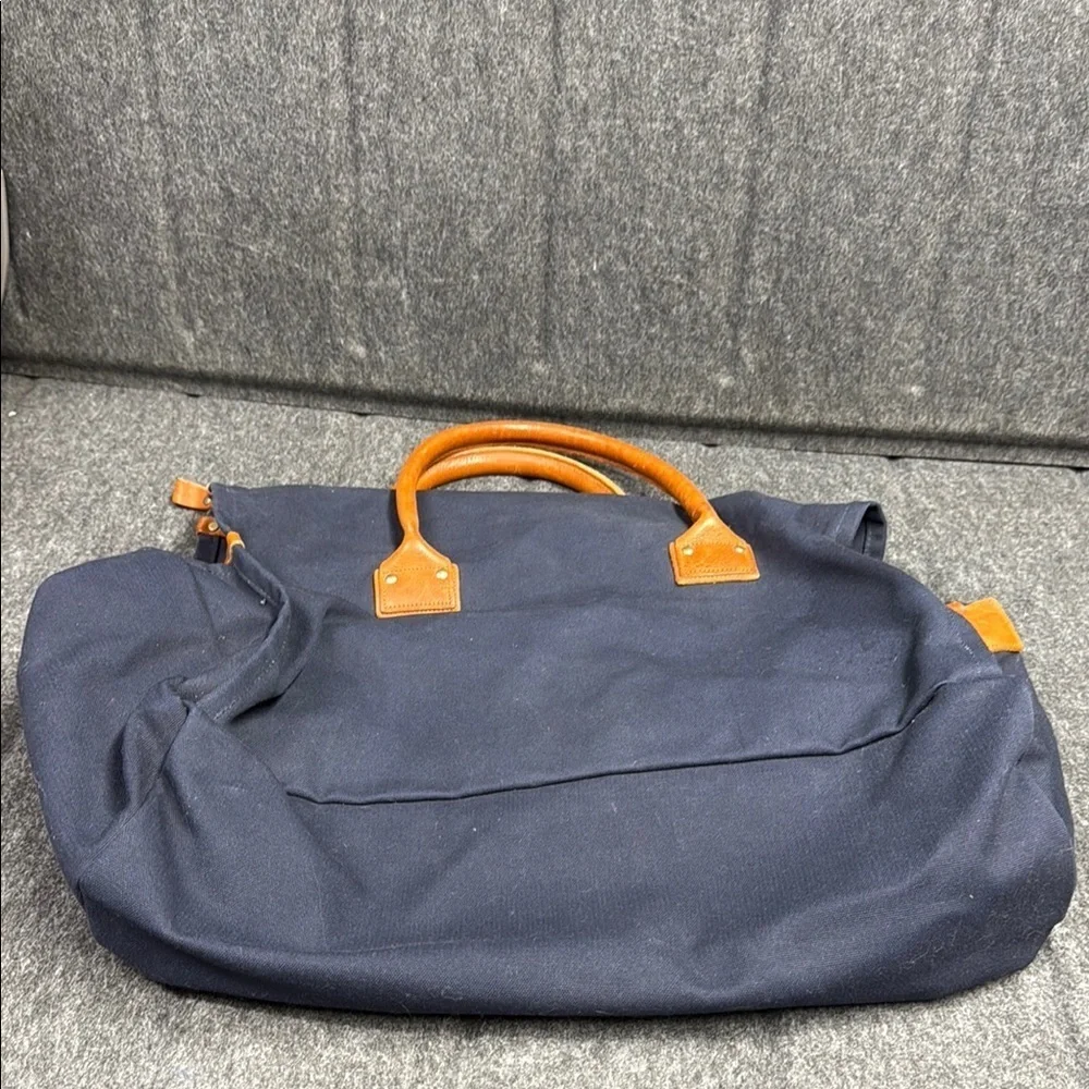Lands' End Navy  and Tan Duffel with Timeless Design.  20x10x8